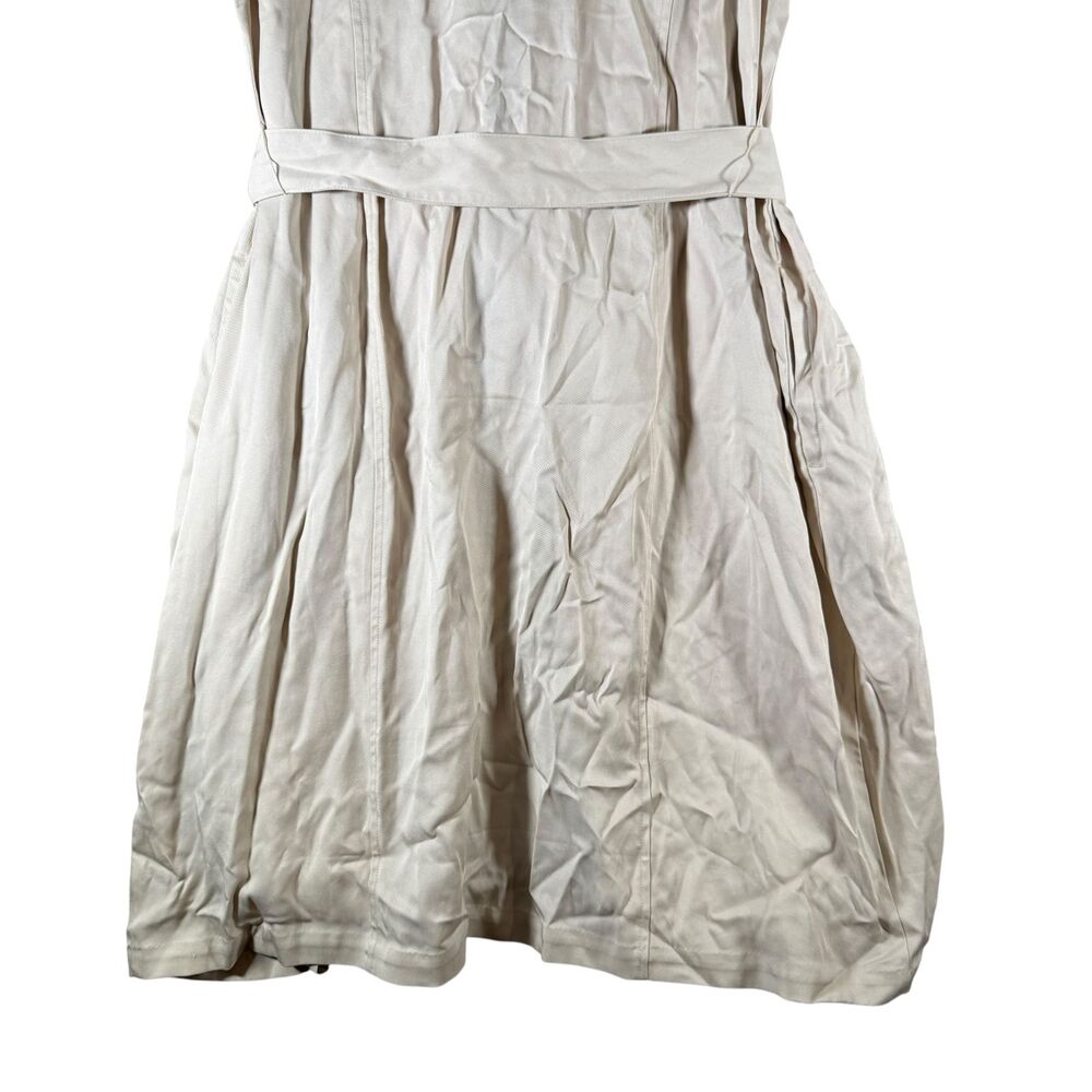 J Jill Wearever Trench Vest XL Oatmeal Longline Open Sleeveless Tie Waist Pocket - Picture 10 of 11